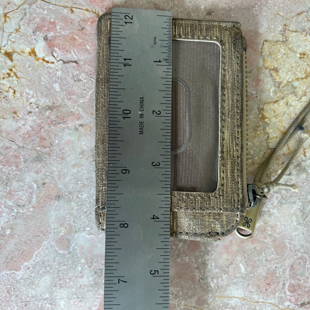 HOBO Kai Card Holder Case Gold Metallic Leather - Picture 8 of 11